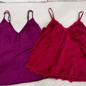 Zara Satin Lace Camisoles in Magenta and Berry